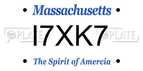 I7XK7 Massachusetts License Plate