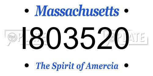 I803520 Massachusetts License Plate