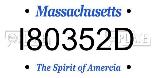 I80352D Massachusetts License Plate