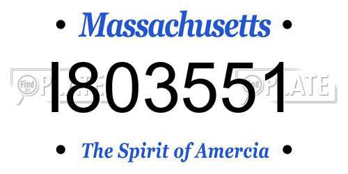 I803551 Massachusetts License Plate