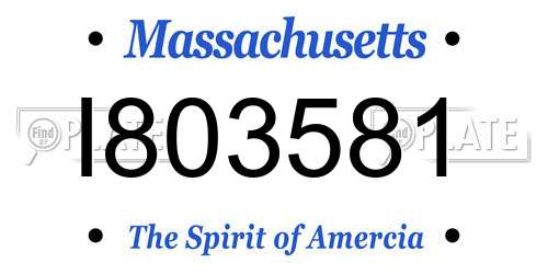 I803581 Massachusetts License Plate