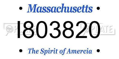 I803820 Massachusetts License Plate