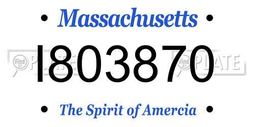 I803870 Massachusetts License Plate