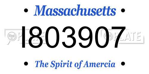 I803907 Massachusetts License Plate