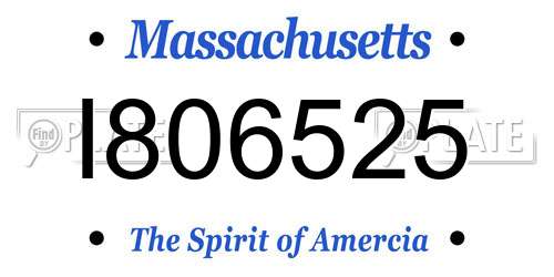 I806525 Massachusetts License Plate