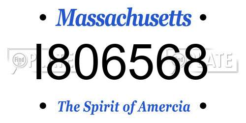 I806568 Massachusetts License Plate