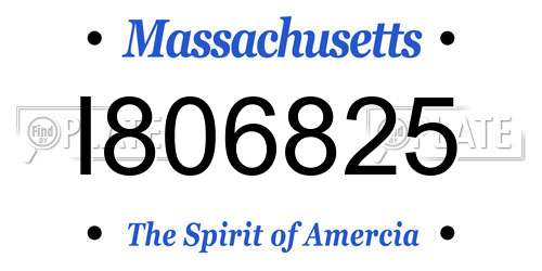 I806825 Massachusetts License Plate
