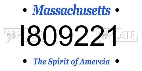 I809221 Massachusetts License Plate
