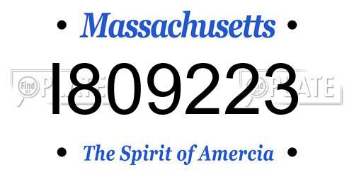 I809223 Massachusetts License Plate