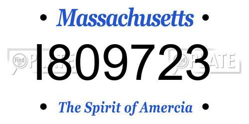 I809723 Massachusetts License Plate