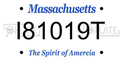 I81019T Massachusetts License Plate