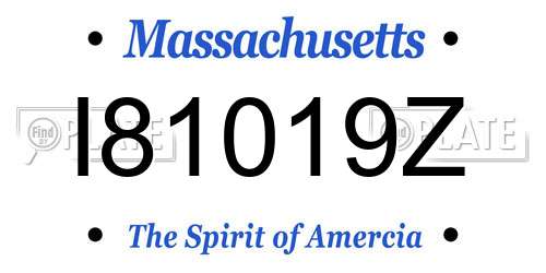 I81019Z Massachusetts License Plate