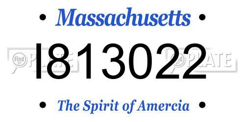 I813022 Massachusetts License Plate