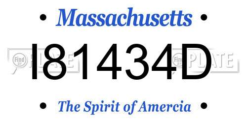 I81434D Massachusetts License Plate