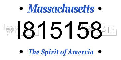 I815158 Massachusetts License Plate