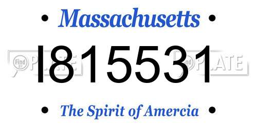 I815531 Massachusetts License Plate