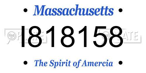 I818158 Massachusetts License Plate