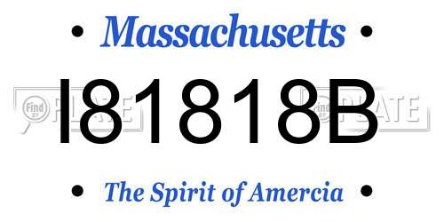 I81818B Massachusetts License Plate