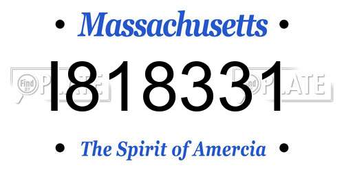 I818331 Massachusetts License Plate