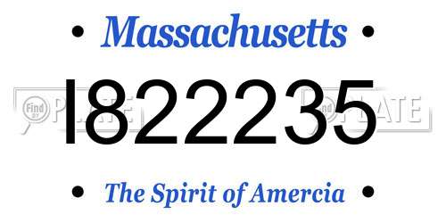 I822235 Massachusetts License Plate