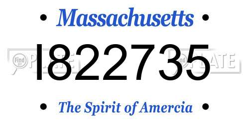 I822735 Massachusetts License Plate
