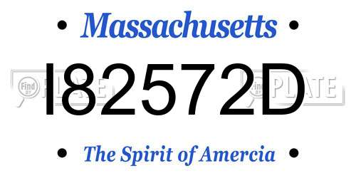 I82572D Massachusetts License Plate