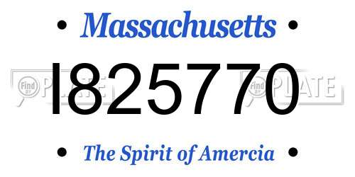 I825770 Massachusetts License Plate