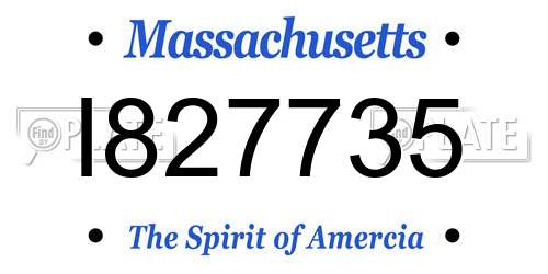I827735 Massachusetts License Plate