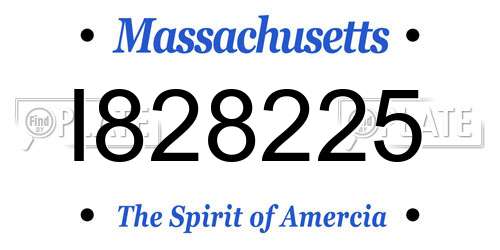 I828225 Massachusetts License Plate