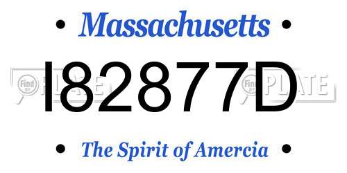 I82877D Massachusetts License Plate