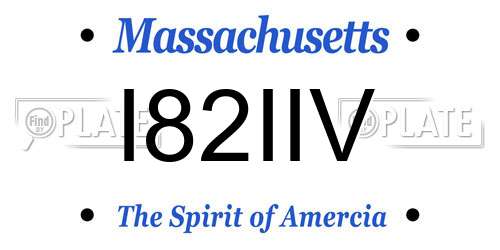 I82IIV Massachusetts License Plate