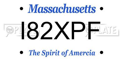 I82XPF Massachusetts License Plate