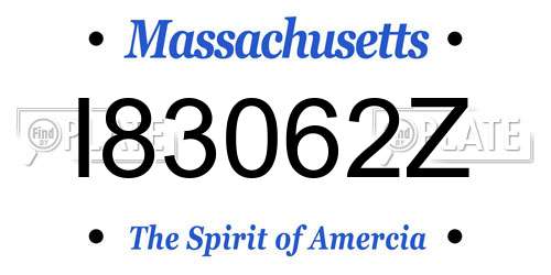 I83062Z Massachusetts License Plate