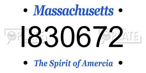 I830672 Massachusetts License Plate