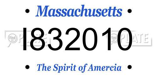 I832010 Massachusetts License Plate
