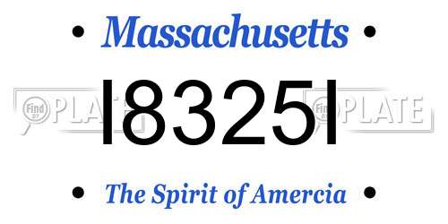 I8325I Massachusetts License Plate