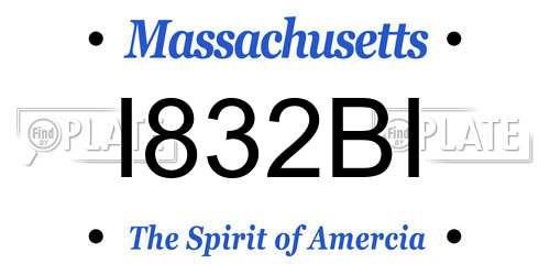 I832BI Massachusetts License Plate