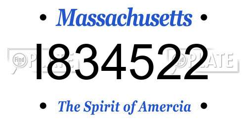 I834522 Massachusetts License Plate