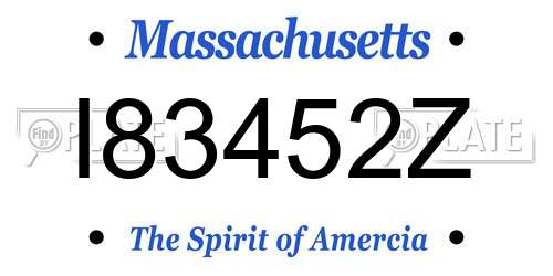 I83452Z Massachusetts License Plate