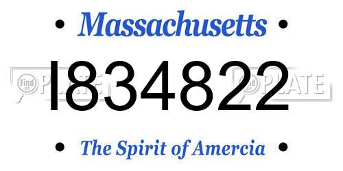 I834822 Massachusetts License Plate