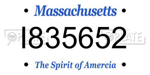 I835652 Massachusetts License Plate