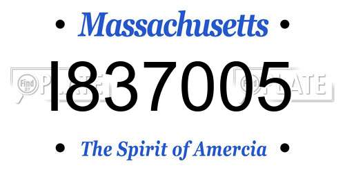 I837005 Massachusetts License Plate
