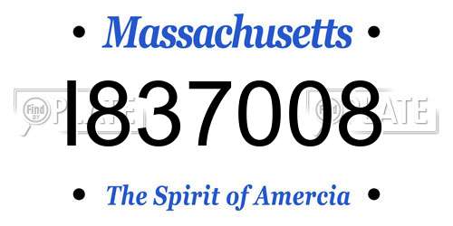 I837008 Massachusetts License Plate