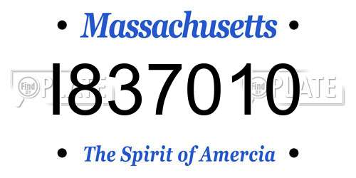 I837010 Massachusetts License Plate