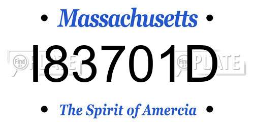 I83701D Massachusetts License Plate