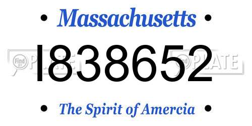 I838652 Massachusetts License Plate