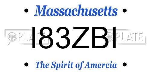 I83ZBI Massachusetts License Plate