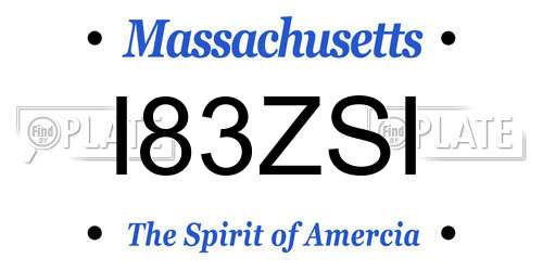 I83ZSI Massachusetts License Plate