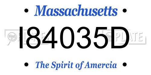 I84035D Massachusetts License Plate
