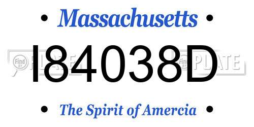 I84038D Massachusetts License Plate